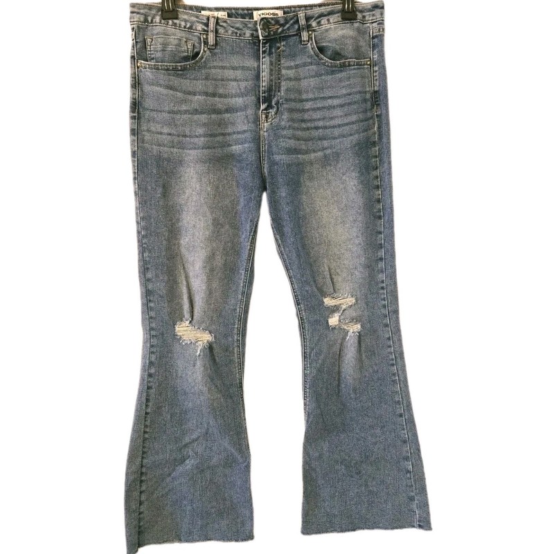 VIGOSS JEANS SZ 32/16 HENRIX FLARE DISTRESSED STRETCH WOMEN'S JEANS 32X30