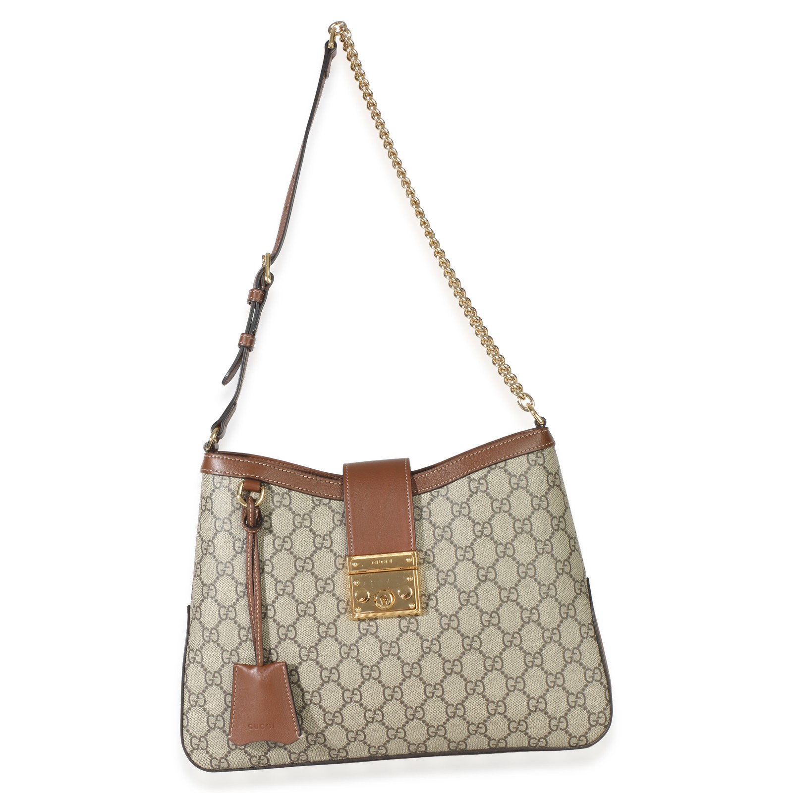 Gucci Beige Ebony GG Supreme Monogram Canvas Medium Padlock Shoulder Bag image 6
