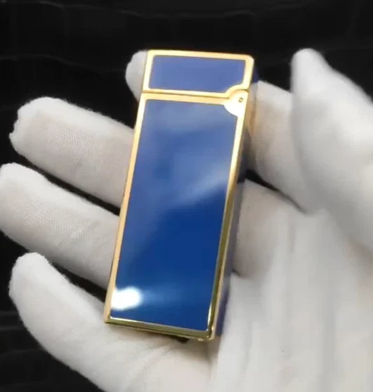 Encendedor de gas Dunhill Roller azul_ lapislázuli _limpiado por ultrasonidos_funcionamiento Foto 3 de 4