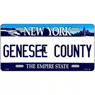Genesee County New York Blue Metal Sign