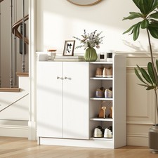 HOMCOM Schuhschrank mit 4 Fächer Schuhregal Kommode Allzweckschrank Spanplatte