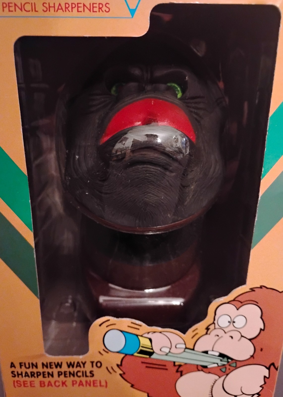 Vtg King Kong Gorilla Vinyl Head Electric Pencil Sharpener Eyes Light Up - NOS!!