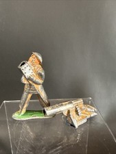 VINTAGE BARCLAY/MANOIL SOLDIER ANTI AIRCRAFT GUNNER  Machine Gun Damaged