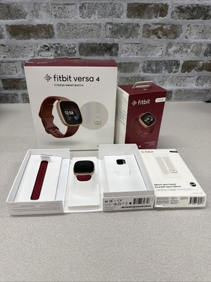 Fitbit Versa 4 Fitness Smartwatch Bundle Beet Juice/Copper Rose