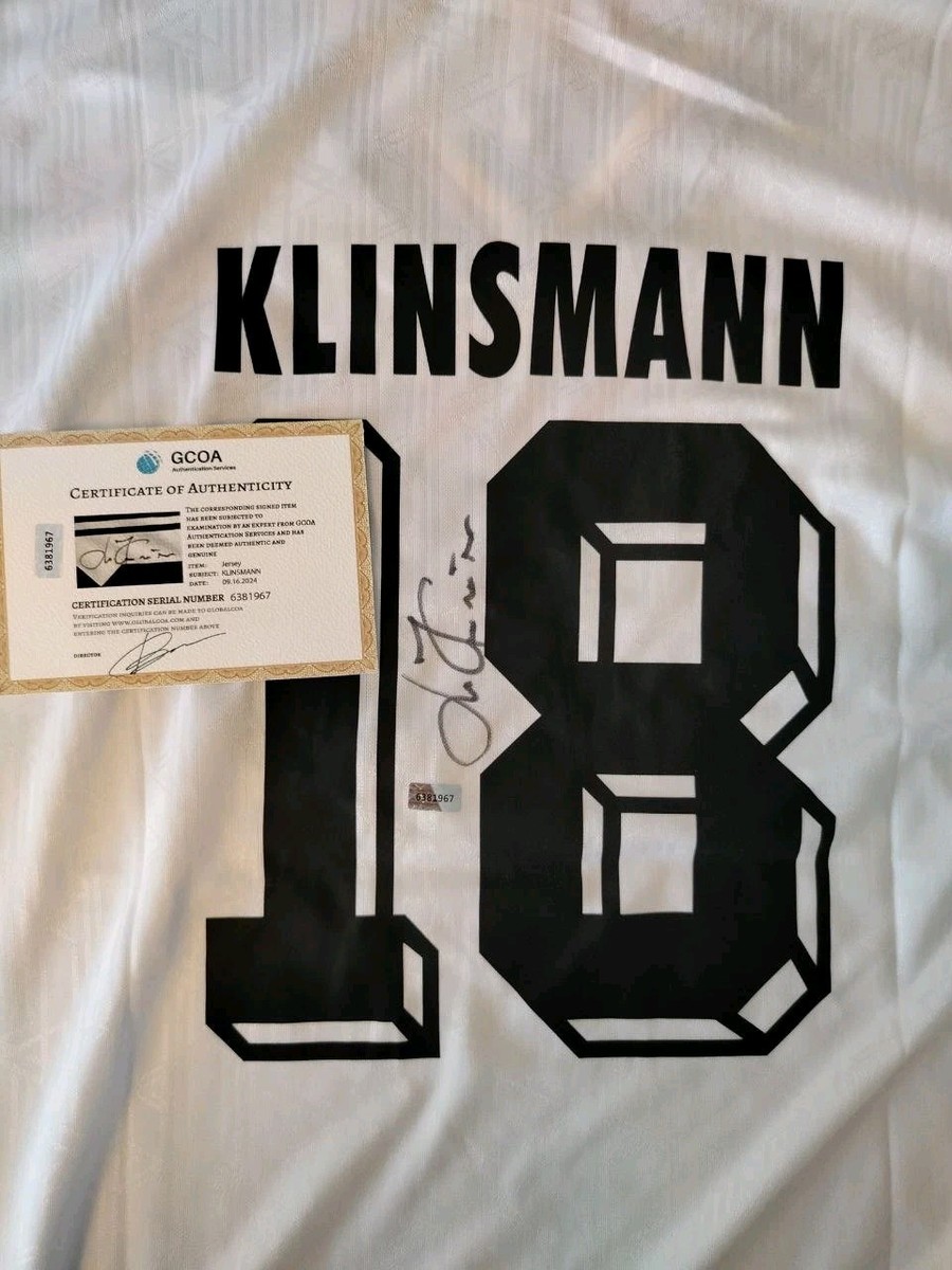 Signed Jurgen Klinsmann Germany 1994 World Cup Home Jersey #18