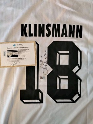 Signed Jurgen Klinsmann Germany 1994 World Cup Home Jersey #18