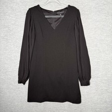 White House Black Market Size 4 Shift Dress Pleated Sleeves Short Cocktail WHBM