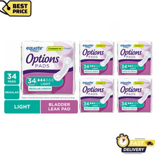 5PK Equate Options Incontinence Pads Women's Light Regular 34Ct, Bladder Control