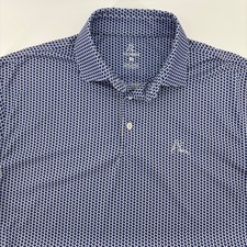 Rhoback Polo Shirt Blue Mens M Texas State Print Performance Golf READ