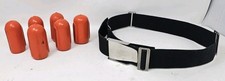 Lot of 6 Orange Coated Lead Scuba Diving Weights Pull Through Style w/ Belt 9lbs