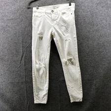 Current/Elliot White Skinny Jeans Womens 25 Distressed Ripped Low Rise Stretch
