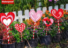 6pc Valentine  s Day Decor Lot Heart Yard Signs  Pink Bow Garden Stakes 12"