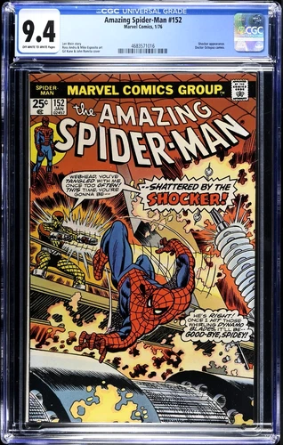 AMAZING SPIDER-MAN #152  CGC 9.4 OWW NM  Marvel Comics 1976 Shocker Romita v1