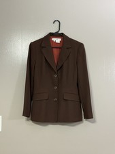 Preswick And Moore Women Brown Button Front Blazer Jacket Size 4    C137