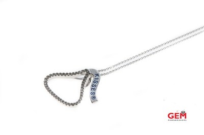 Hershey's Kisses Diamant Pave Charm 14K 585 Weißgold 18,25'' Kette Halskette