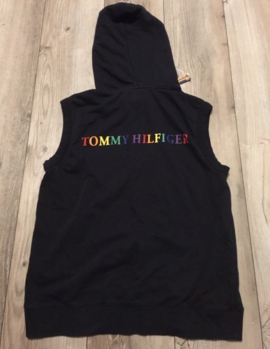 RARE Tommy Hilfiger Mens Rainbow LGBTQ Hooded Vest Minimal Wear... Large - Picture 4 of 5