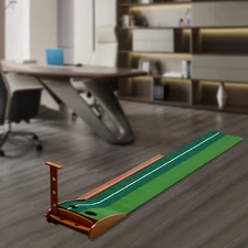 Indoor Golf Putting Green Practice Mat Exerciser W/Auto Ball Return Training Aid