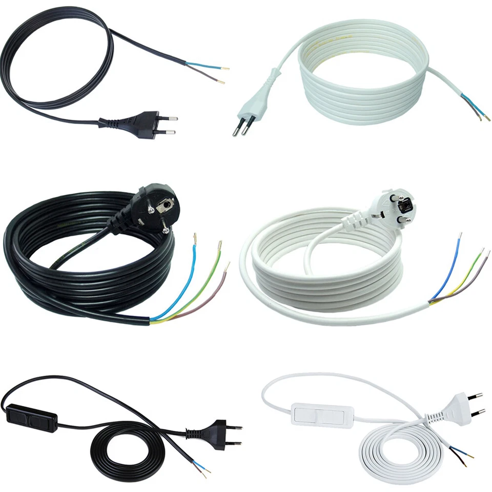 F.H. ANA Anschlussleitung Zuleitung 2-polig Euro-Stecker 3-polig mit Schuko Stromkabel