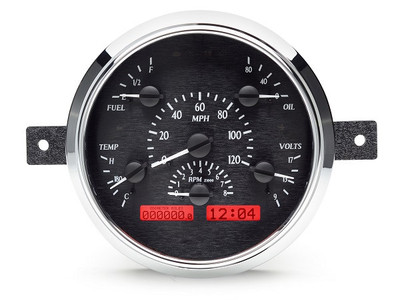 Dakota Digital 1949-50 Ford Car Analog Gauge System Black Alloy Red VHX-49F-K-R