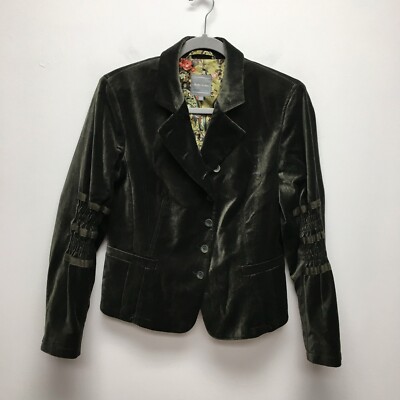 Marc Aurel Womens Green Cotton Blend Button Up Long Sleeve Blazer Jacket 38 or 4
