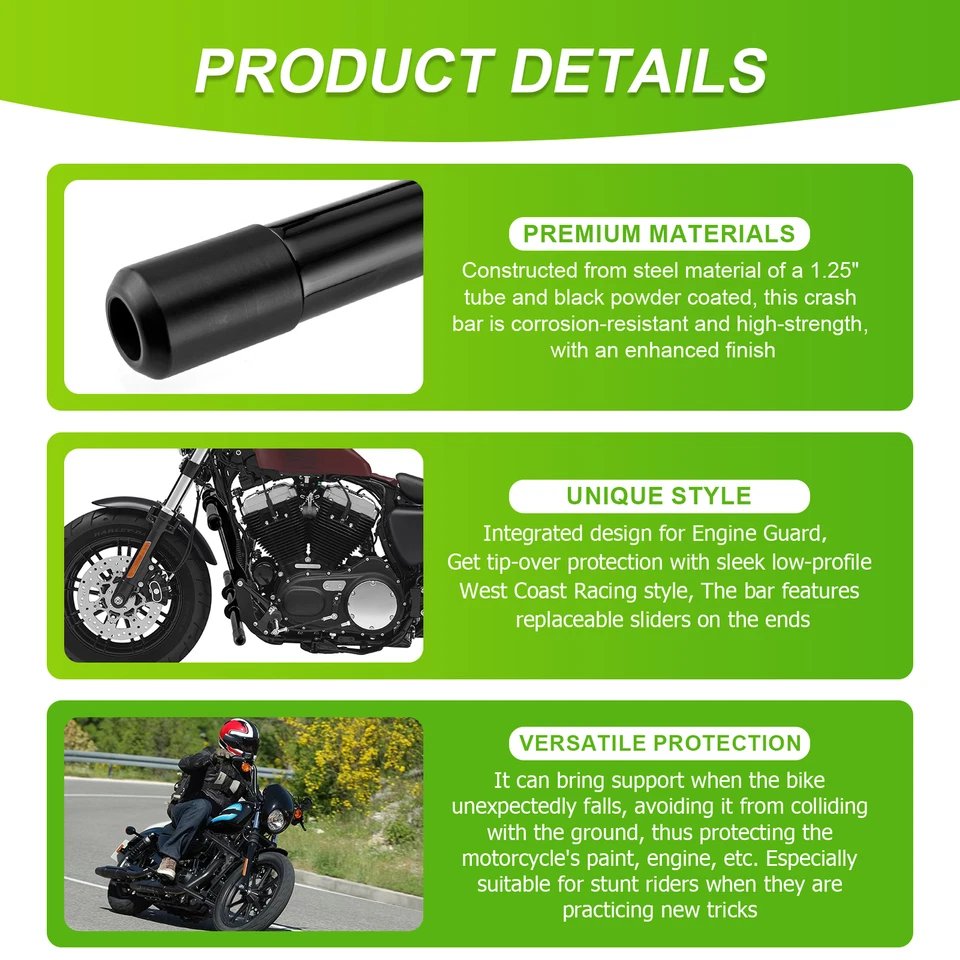 Protector de motor de barra de choque MOFUN para Harley Sportster 2004-2022 con controles delanteros Foto 3 de 4