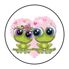 30 FROGS WITH HEARTS STICKERS ENVELOPE SEALS LABELS 1.5" ROUND CUTE FAVORS GIFTS