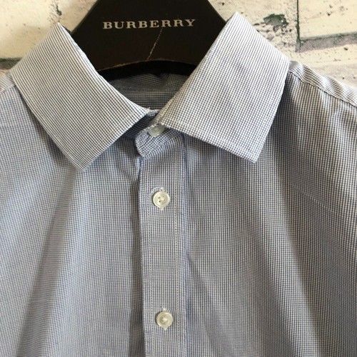 "Camisa de algodón azul a cuadros John Lewis para hombre talla 15,5"" ajuste a medida" - Imagen 2 de 4