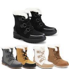 Women Waterproof Winter Snow Boots Fur-lined Warm Ankle Lace Up Snow Boots