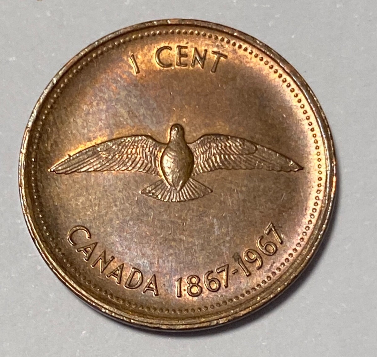 1867 - 1967 Centennial Canada Penny 1 cent Copper Penny Circulated