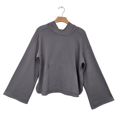 Max Studio Sweatshirt Womens Small Gray Fleece Hooded Cozy Warm Long Sleeve