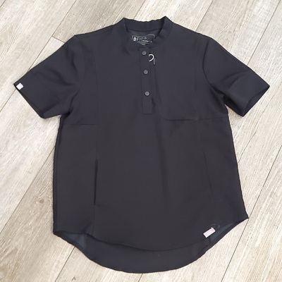 FIGS Scrubs Technical Top Women XS Zip Pocket W22SW1002 Black