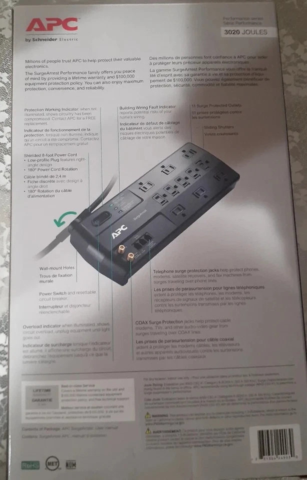 APC Performance SurgeArrest 11 Outlet with Phone and Coax Protection, 120V, - Image 3 of 4