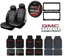 GMC All Weather Floor Mats Seat Covers Steering Wheel Cover License Plate Frames