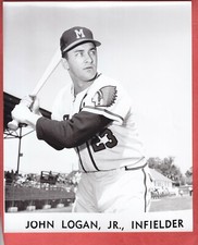 1957  MILWAUKEE BRAVES   TEAM ISSUE  GLOSSY  TYPE 1   8 X 10   JOHNNY LOGAN  B
