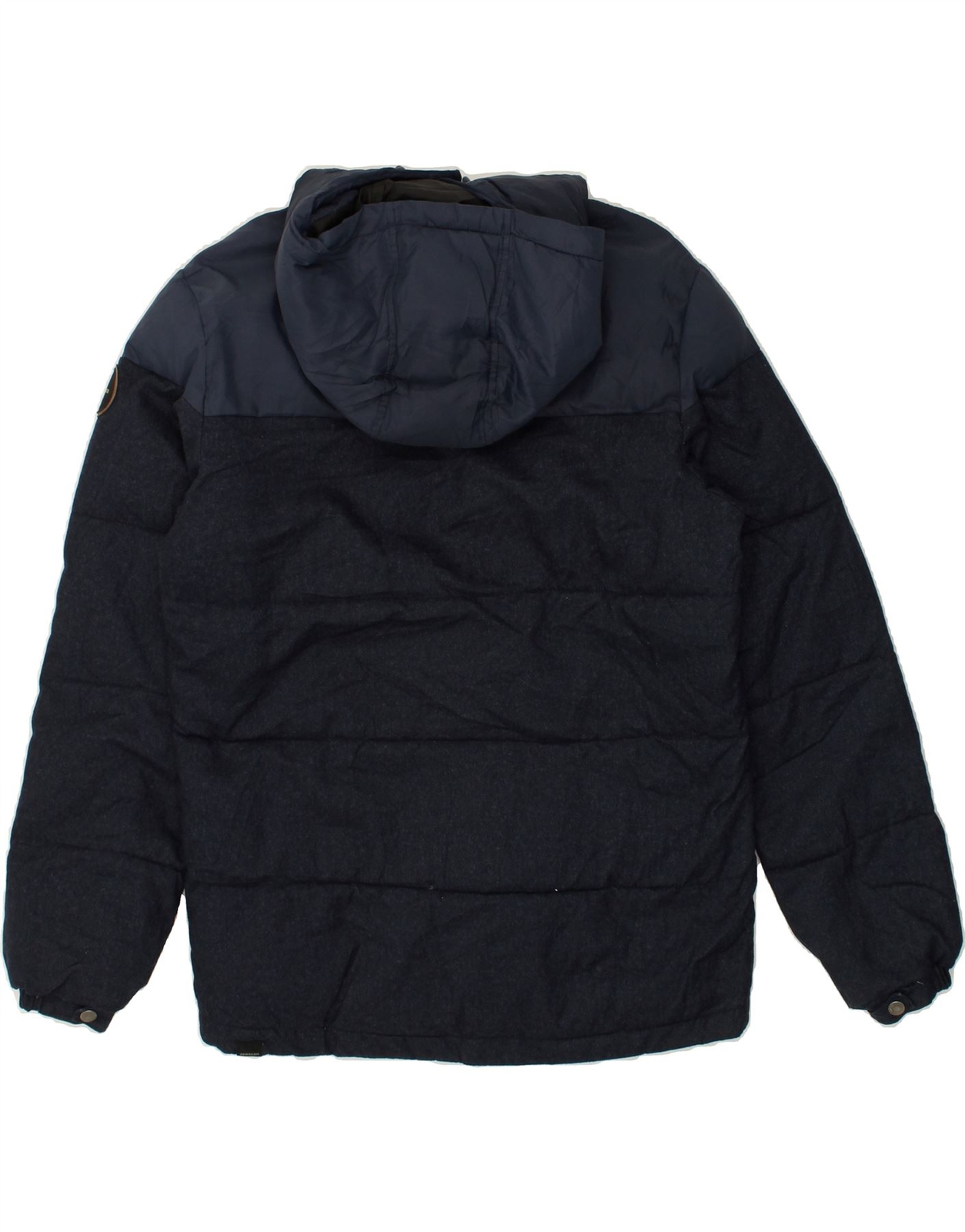 QUIKSILVER Mens Hooded Padded Jacket UK 36 Small Navy Blue Colourblock