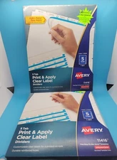 New Lot Of 14 Two Avery 11416 Clear Label Index Maker 5 Tabs 1set Dividers