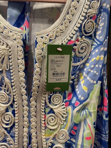 Lilly Pulitzer Carlotta Blue Peri Pinch Stretch Corded Lace Shift Dress Sz 6 NWT - Picture 4 of 13