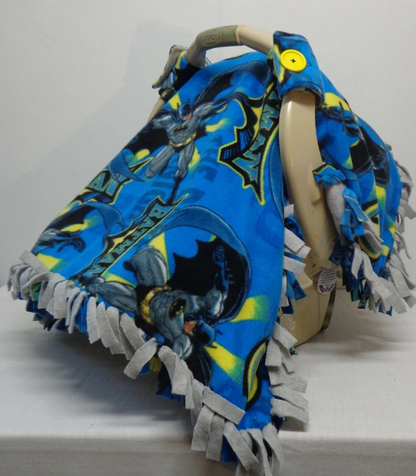 Batman /Grey Fleece Infant/ Baby Car Seat Canopy/Tent/Cover Handmade - Image 3 of 4