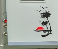 Aufkleber Wohnwagen Wohnmobil Caravan Camper Auto Palme Sonne Strand 2farbig 179