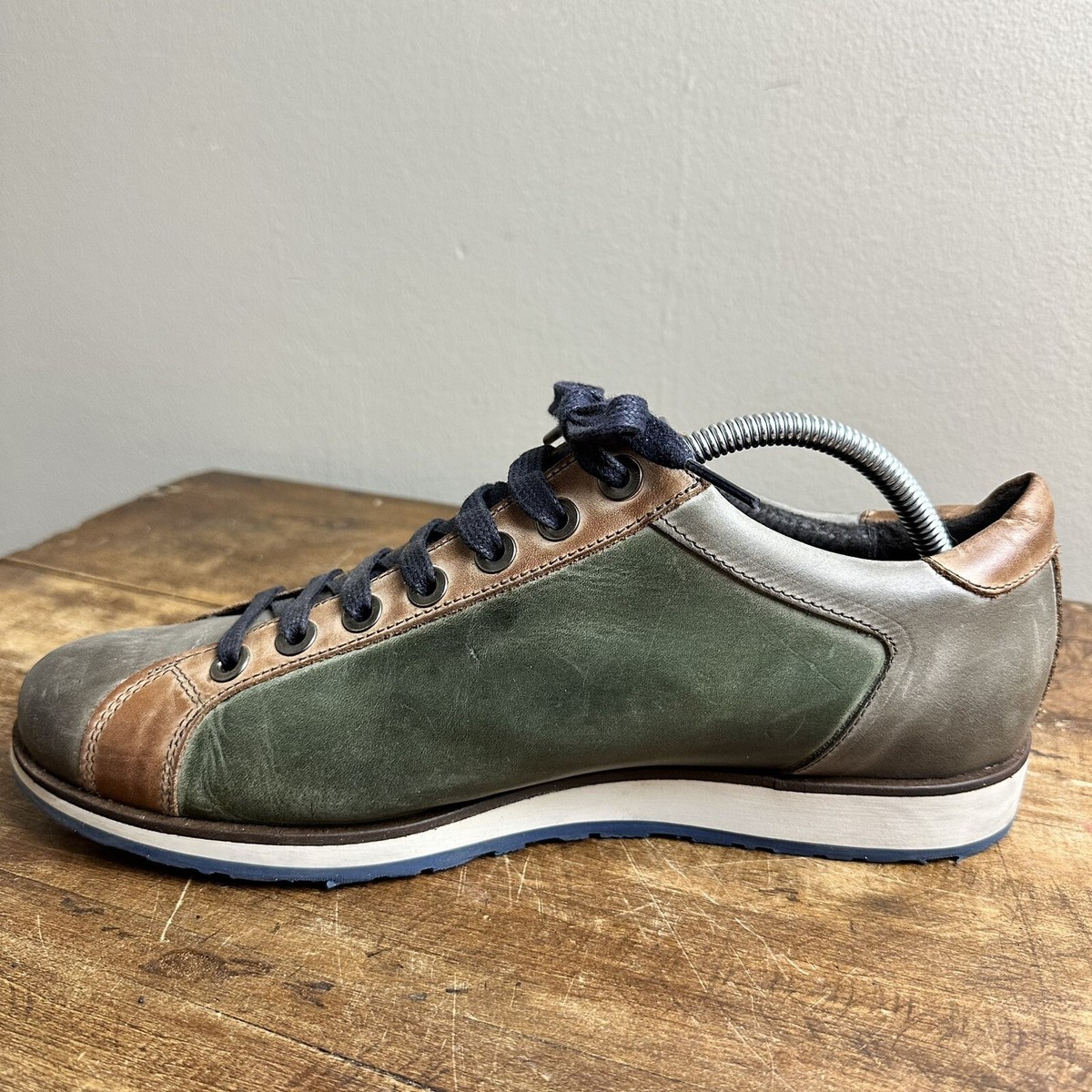 nicola bensonイタリア製 スエード シューズ ブラウン 未使用 NICOLA BENSON Men's Leather Green Made in Italy Casual Sneakers