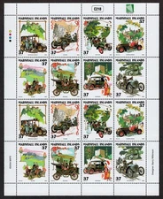 MARSHALL ISLANDS, SCOTT # 828, FULL MNH SHEET - CLASSIC CARS OF 1903-1927, 2004