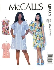 McCall's MP662 Breezy Pullover Dress, Kangaroo Pocket Option Sz 4-22 UNCUT M7712