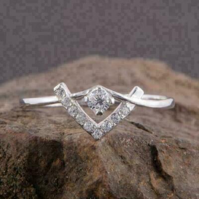 0.68Ct White Round Cut Moissanite Solitaire Engagement 925 Sterling Silver Ring
