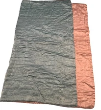 1960s BABY CRIB BLANKET Pink & Blue SOFT Satin Handstitched 39"x30"-