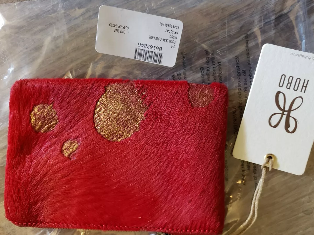 NWT Hobo Genuine Cowhide Hair Leather Gold Leaf Wallet Clutch Card Holder  case | eBay