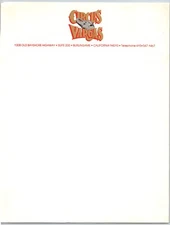 Circus Vargas Letterhead c1986 Burlingame, CA Scarce