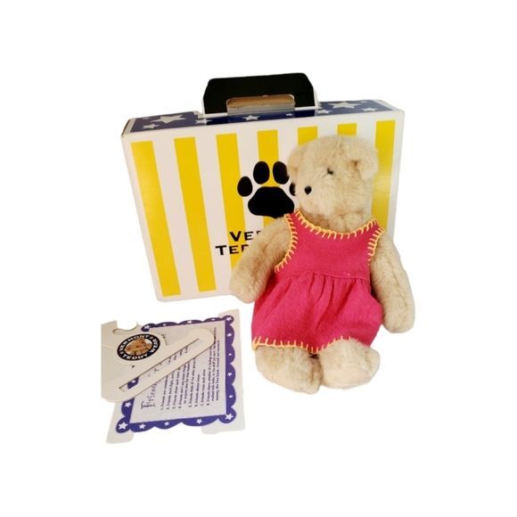 QVC BERRYMAN BEAR 1996 メダル付きテディベア 約27cm Vermont Teddy Bear Girl 1996 with Box and Birth Certificate and