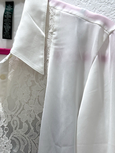 Lauren Ralph Lauren Women Blouse Shirt White Long Sleeve with under tank Size XL - Picture 6 of 14