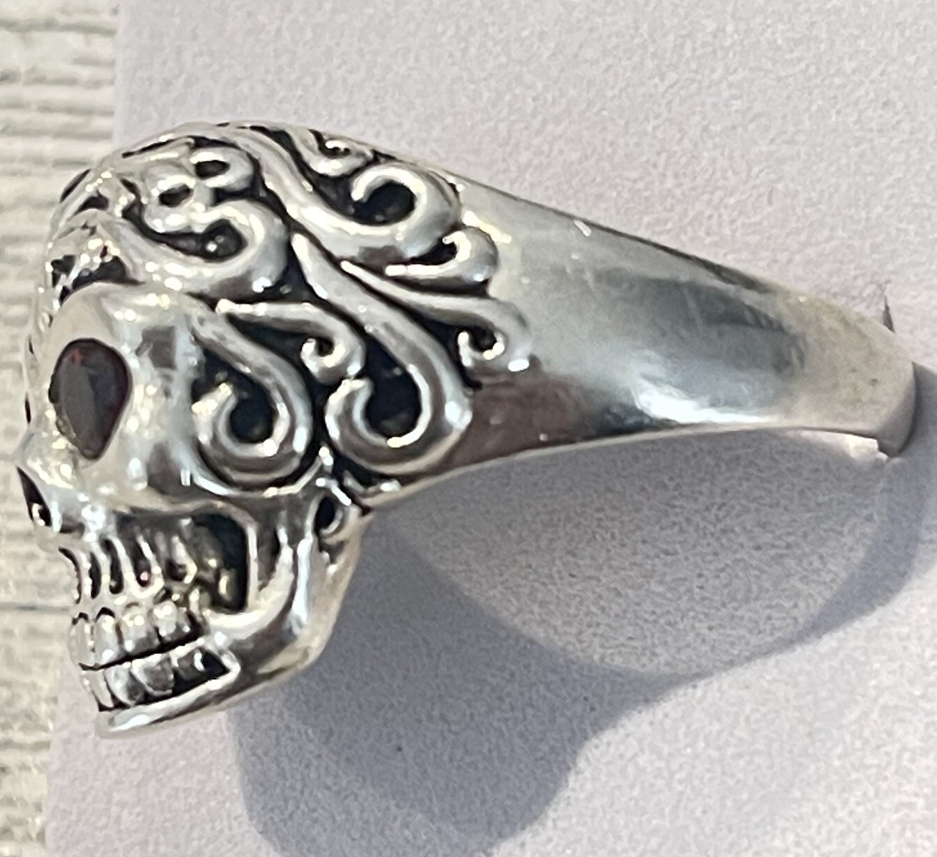 Sterling silver Solid .925 artisan skull ring wit… - image 6