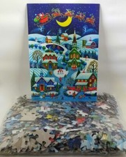 CHRISTMAS PARTY Village Town Snow Scene 500 Pieces BOXLESS Jigsaw Puzzle 100 